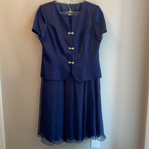 Alex Evenings, Long Skirt with jacket, Navy Blue